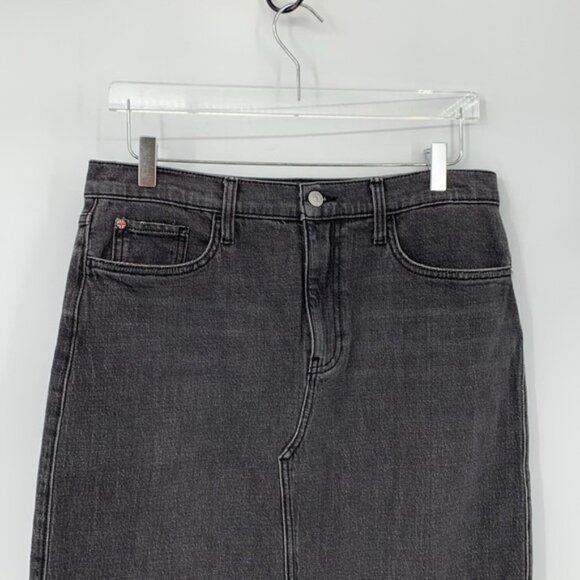 Hudson Fashion maxi denim jeans skirt slit black midi faded modest new 31 12 - Picture 2 of 6